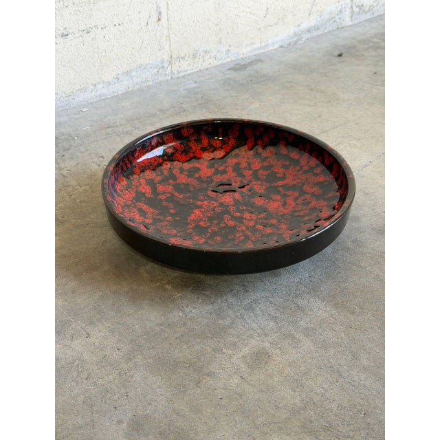 Mid-Century Modern Mid-Century Modern Red Fat Lava Glaze Ceramic Plate 1960s For Sale - Image 3 of 10