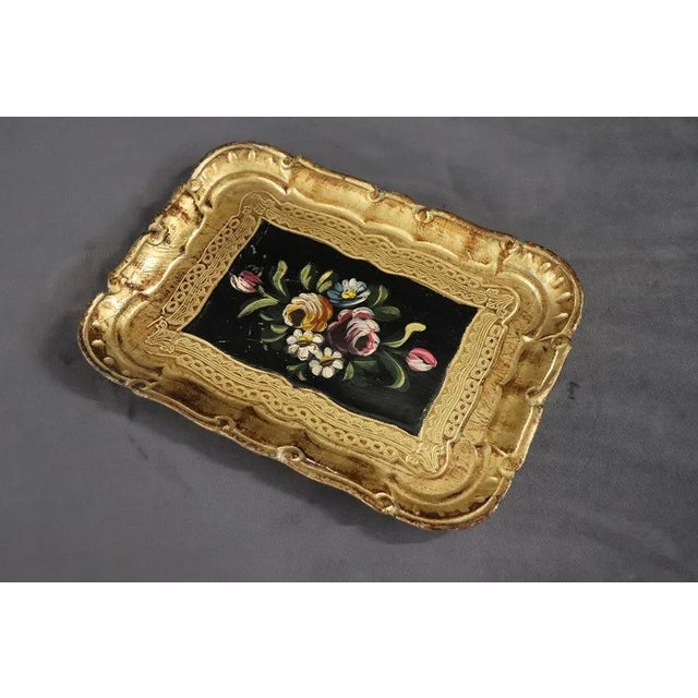 Hand-Painted Wood Tray, 1980s For Sale - Image 4 of 11