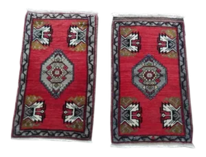 Pair Vintage Turkish Oushak Rug