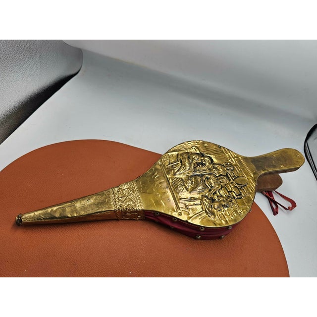 Vintage Bellows for Fireplace or Barbecue in Wood and Brass, 1960s For Sale - Image 6 of 6