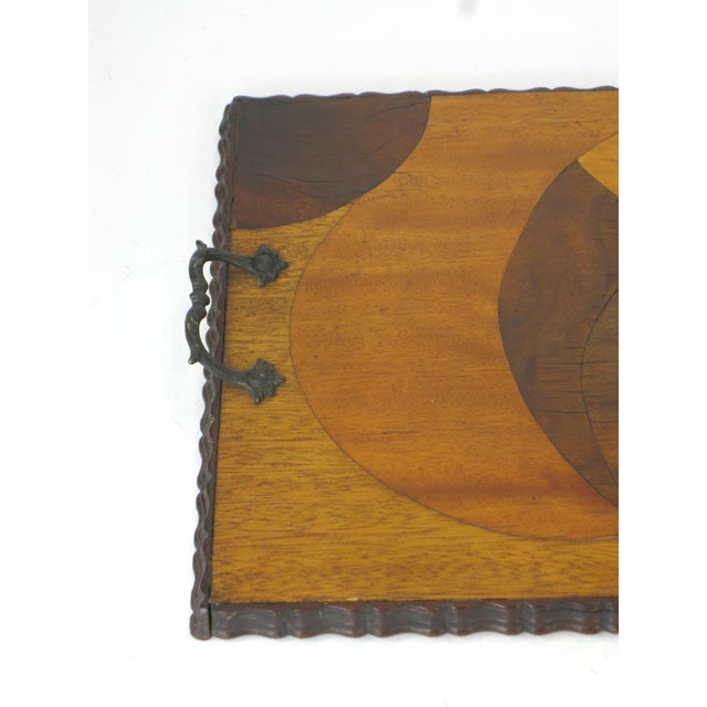 Mid 20th Century Rare Art Deco, Circle Marquetry Wooden Tray Mod Era, Mid Century Modern For Sale - Image 4 of 18