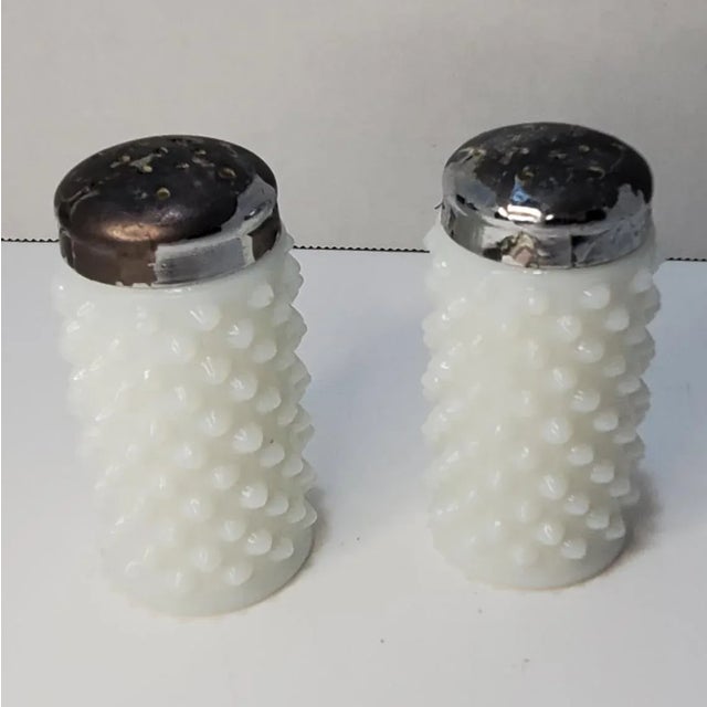 Mid Century Fenton Hobnail Milk Glass Salt & Pepper Shakers For Sale In Nashville - Image 6 of 7