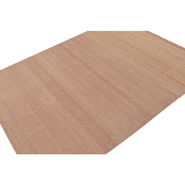 Late 20th Century Rug & Kilim’s Contemporary Kilim Rug in Pink and Beige Chevrons For Sale - Image 5 of 7