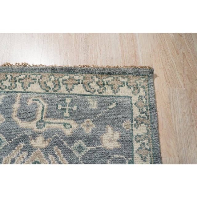 6x9 Beautiful Oushak Blue Traditional Floral Hand Knotted Wool Carpet Rug For Sale - Image 4 of 6