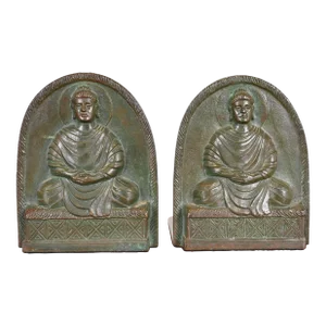 Tiffany Studios New York Bronze Buddha Bookends