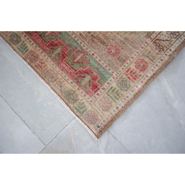 Pink 1970s Vintage Hand-Knotted Small Rug Muted Color Organic Wool Doormat Entry Decor 2x3 Ft Approx For Sale - Image 8 of 14