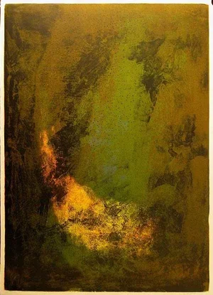1967 "Nature Prays Without Words" Abstract Lithograph by Lebadang