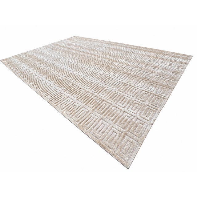 Rh Rajouri Silk & Wool Rug – 9' × 12' Sand | Hand-Knotted Silk & Wool | Hand-Carved | Made in Nepal For Sale - Image 15 of 18