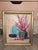 Charming vintage Impressionist still life Painting with ceramic vessels and flowers.