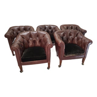 Late 20th Century Swedish Chesterfield Chairs- Set of 4 For Sale