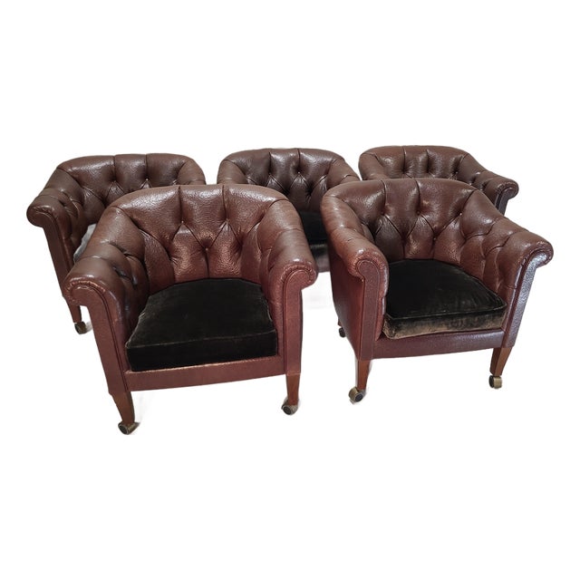 Late 20th Century Swedish Chesterfield Chairs- Set of 4 For Sale