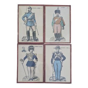 Set of Four 19th Century French Military Uniform Prints by P. Didion, Metz