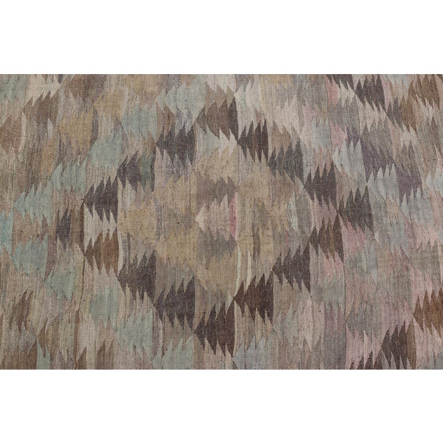 Mid 20th Century Vintage Turkish Kars Kilim in Soft Taupe, Sage Green, Sand, and Warm Cocoa For Sale - Image 5 of 15