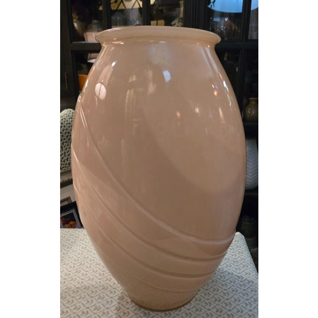 Art Deco Vintage Large Transulsent Glass Peach Vase For Sale - Image 3 of 6