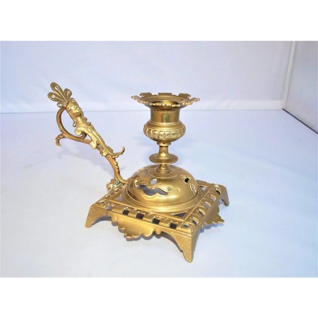 Metal Antique Late 19th Century Brass Chamber Candlestick For Sale - Image 7 of 7