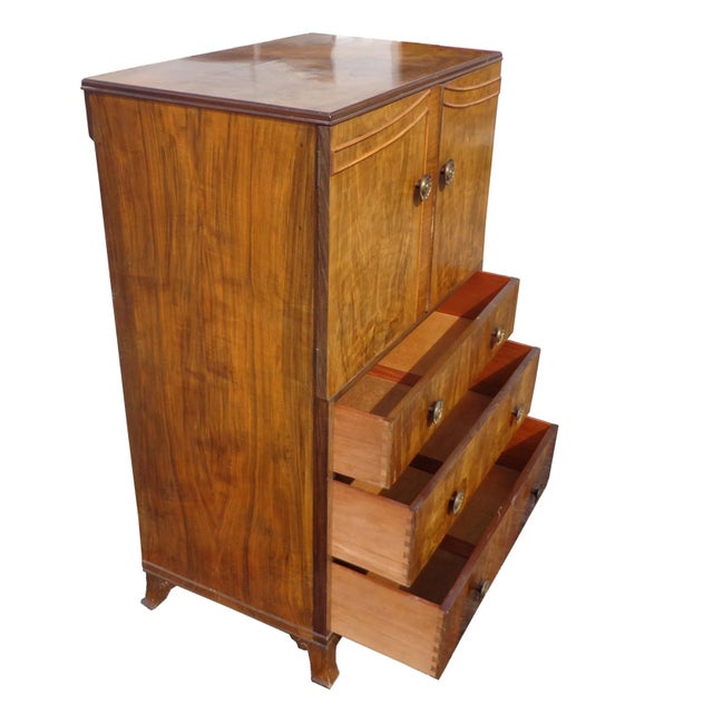 Antique Burl Walnut Dresser, Armoire or Linen Cabinet For Sale - Image 4 of 7