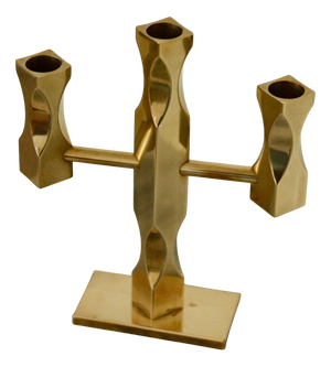 Swedish Three-Arm Candelabra in Brass by Lars Åkesson for Vallonmässing
