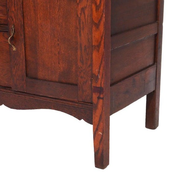 Traditional Antique Oak Hotel Wash Stand With Mirror C1920 For Sale - Image 3 of 14