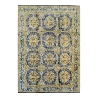6x9 Gisell Beige Classic Floral Modern Hand Knotted Wool Carpet Rug For Sale