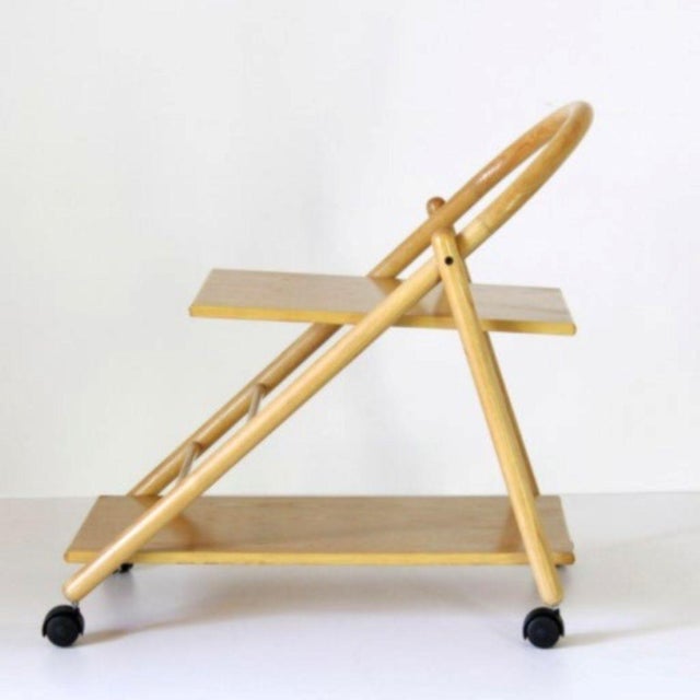 Vintage Bar Cart with Wood Structure and Wheels, 1980s For Sale - Image 16 of 16