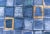 Piled Modern Scandinavian/Swedish Geometric Design Rug in Blues and Gold Color For Sale In Atlanta - Image 6 of 11