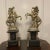 Pair of late 1800s French Slate and specimen marble Garnitures with incised decoration supporting Gold Gilt Cast Metal...