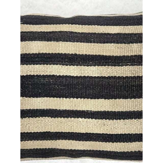 Turkish Hemp Pillow Cushion Natural Beige Black Pillow Cushion Cover 16" x 24" For Sale - Image 4 of 4