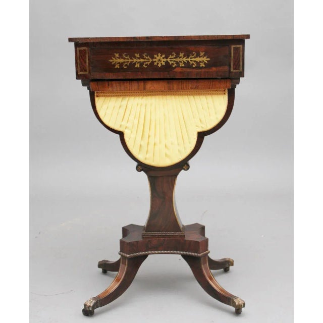 19th Century Rosewood and Brass Inlaid Worktable For Sale - Image 14 of 14