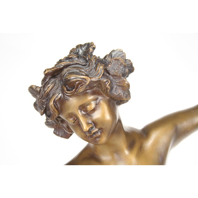1990s Art Deco/Nouveau Nude Sculpture Bronze with Pixy For Sale - Image 13 of 18