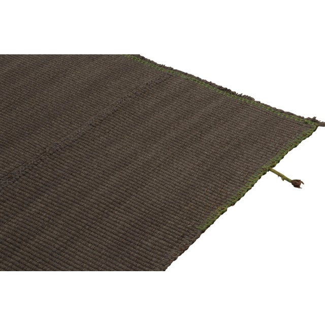 2010s Rug & Kilim’s Contemporary Kilim in Rich Brown Stripes, Panel Woven Style For Sale - Image 5 of 8