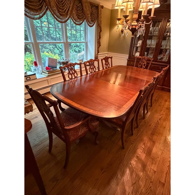 Vintage Ethan Allen Chippendale Style Extension Dining Table & 8 Chairs For Sale - Image 15 of 17