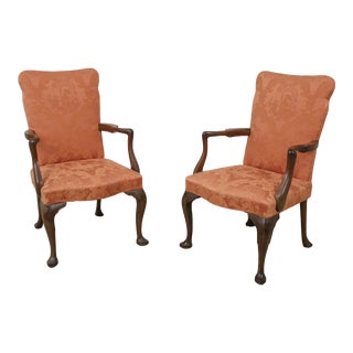 Pair Kittinger Queen Anne Mahogany Upholstered Armchairs For Sale