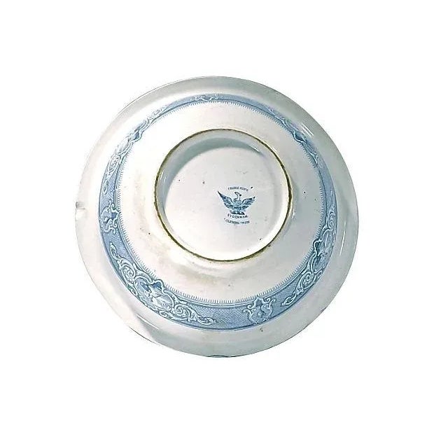 English Antique English Ironstone Blue Ceramic Wash Bowl For Sale - Image 3 of 4