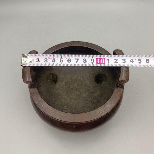 Bronze Vintage Heavy Bronze Incense Burner - Three-Legged Censer For Sale - Image 8 of 9