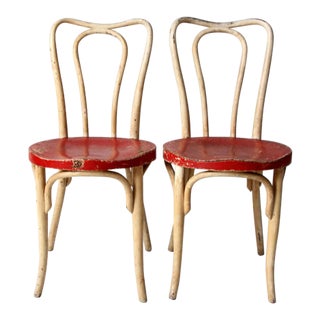 Antique Painted Bentwood Cafe Chairs Pair For Sale