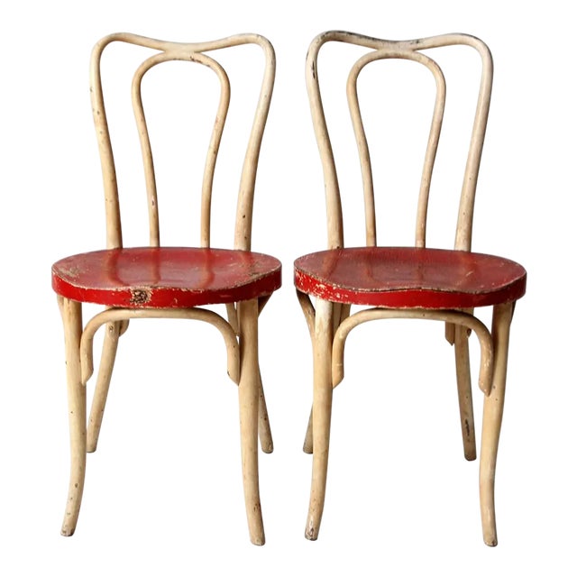 Antique Painted Bentwood Cafe Chairs Pair For Sale