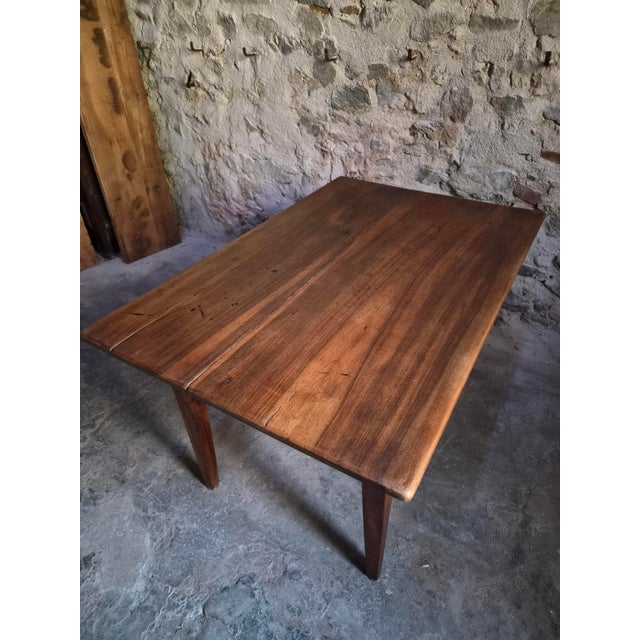 Antique French Walnut Farmhouse Dining Table with Drawer, 1900s For Sale - Image 13 of 18