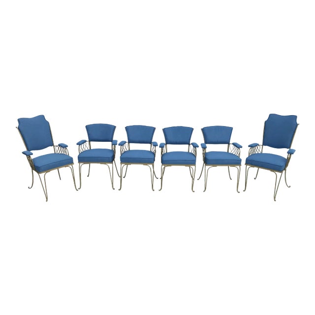 1940s Vintage Blue Dining Chairs- Set of 6 For Sale