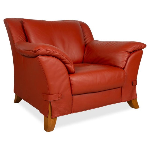 Two-Seater Red Armchairs in Leather by Natuzzi, Set of 2 For Sale - Image 5 of 18