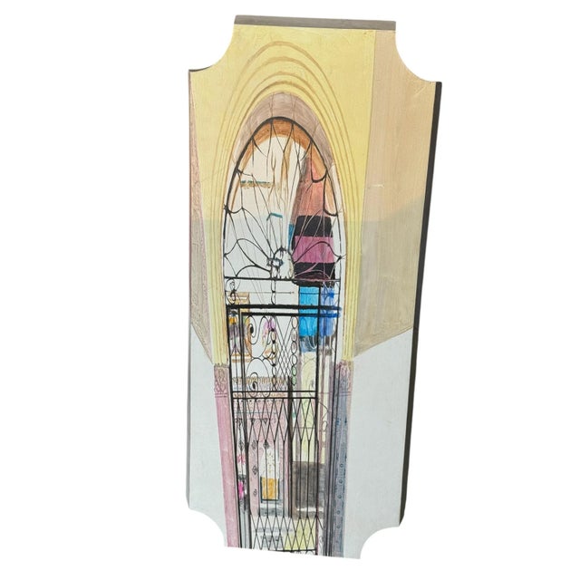 A.F. Snyder (American) Californian artist Painting on wood panel of Spanish door.