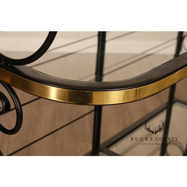 Late 20th Century Morecraft French Country Style Wrought Iron And Glass Étagère For Sale - Image 5 of 18