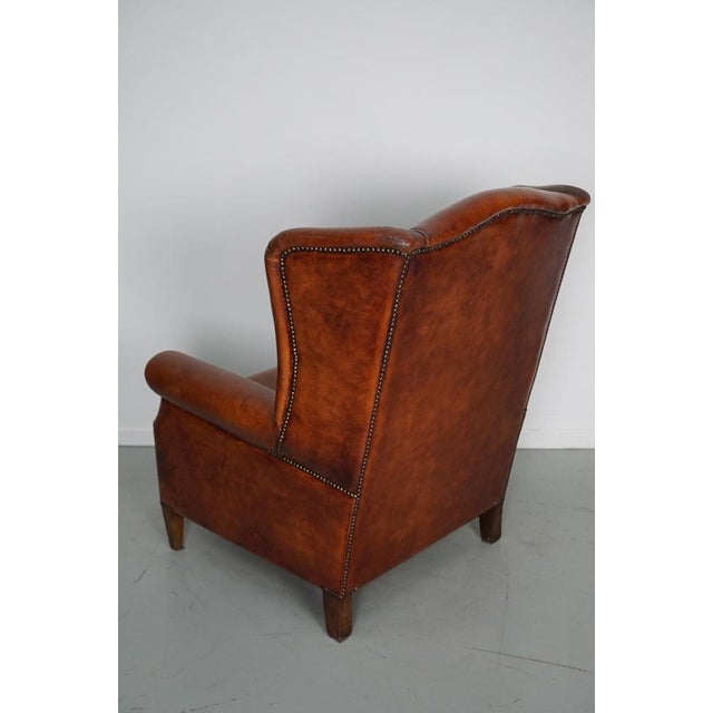 Vintage Dutch Cognac Colored Leather Club Chair For Sale - Image 16 of 17