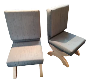 Set of Minimalist Blue and White Armchairs