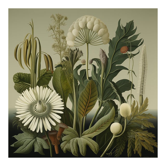 Dark Green Antique Botanical Garden Study No. 17 - Natural History Fine Art Print For Sale