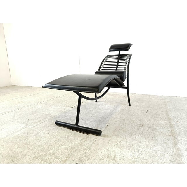 Metal Vintage Chaise Lounge in the style of Rene Herbst, 1990s For Sale - Image 7 of 11