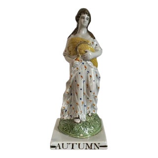 Antique 18th Century Staffordshire Pearlware Four Seasons Figure of Autumn or Fall For Sale