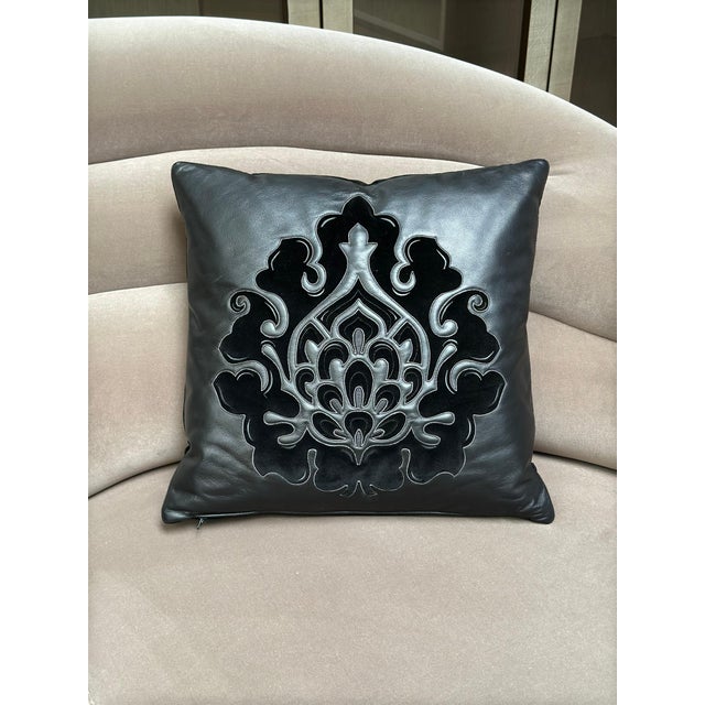 Casa Cushion in Black Leather and Suede Intarsia from Fendi, 2011 For Sale - Image 4 of 10