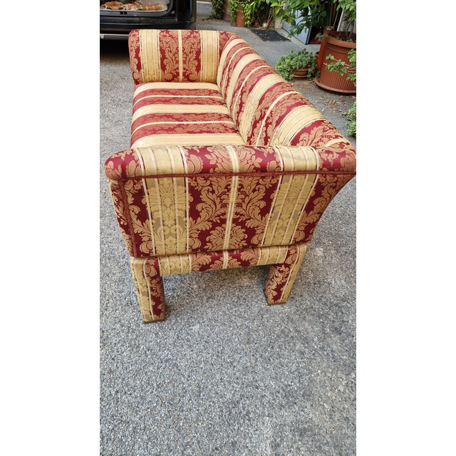 Two-Seater Sofa with Floral Fabric with Decorative Brass Edges, 1980s For Sale - Image 16 of 17