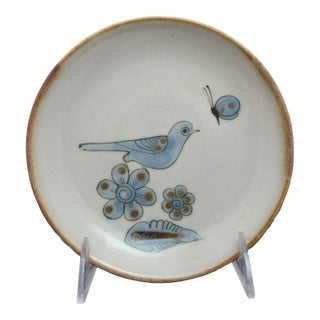 Ken Edwards El Palomar Blue Bird Tonala Mexico Stoneware Pottery Dessert Plate For Sale