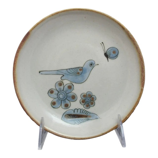 Ken Edwards El Palomar Blue Bird Tonala Mexico Stoneware Pottery Dessert Plate For Sale
